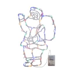 Samuel Alexander 44cm Hanging Christmas Santa with Multi-Coloured Multi-Action LEDs in White - thumbnail 1