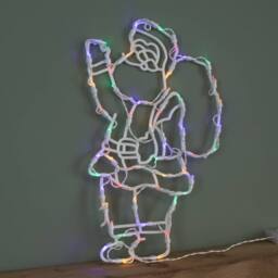 Samuel Alexander 44cm Hanging Christmas Santa with Multi-Coloured Multi-Action LEDs in White - thumbnail 6
