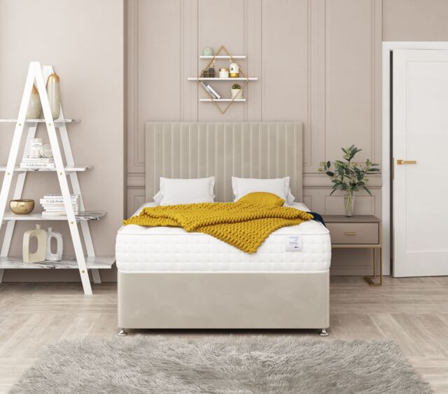 "Bed Choices Manhattan Bed Set No drawer With Mattress & 26"" Headboard in Cream - Size: Single" - image 1
