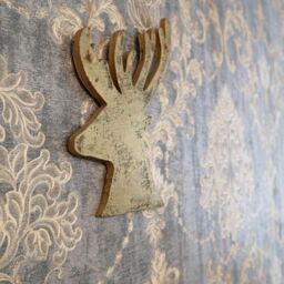 Shatchi 26cm Golden Christmas Wooden Hanging Deer Wall Decoration Xmas Home Office Holiday Decorative Centrepiece in Brown - thumbnail 5