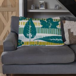Benjamin Tate Design Autumn Pattern With Leaves On Geometric Blanket in Natural - Size: 120 cm x 150 cm - thumbnail 2