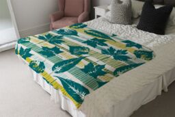 Benjamin Tate Design Autumn Pattern With Leaves On Geometric Blanket in Natural - Size: 120 cm x 150 cm - thumbnail 3