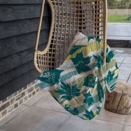 Benjamin Tate Design Autumn Pattern With Leaves On Geometric Blanket in Natural - Size: 120 cm x 150 cm - thumbnail 4