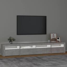 Berkfield Home TV Cabinet with LED Lights Concrete Grey 240x35x40 cm - Size: 240 x 35 x 40 cm - thumbnail 3