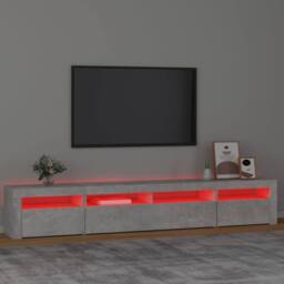 Berkfield Home TV Cabinet with LED Lights Concrete Grey 240x35x40 cm - Size: 240 x 35 x 40 cm - thumbnail 5