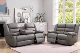 My New Sofa MNS ROMA 3+2 LEATHER RECLINER MANUAL GREY
