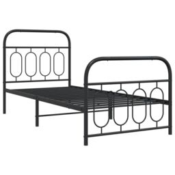 Berkfield Home Metal Bed Frame without Mattress with Footboard Black 90x200cm - Size: 90x200 cm - thumbnail 3