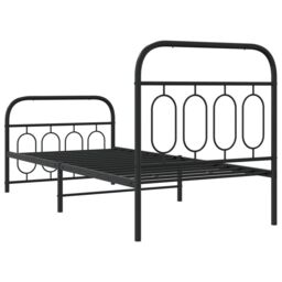 Berkfield Home Metal Bed Frame without Mattress with Footboard Black 90x200cm - Size: 90x200 cm - thumbnail 6