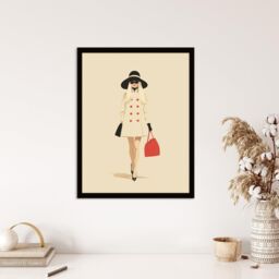 Wee Blue Coo Wall Art Print Unbothered Stylish 60s Fashion Model Living Room Framed in Beige - Size: A4 - thumbnail 4