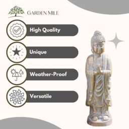 Marco Paul 47cm Praying Buddha Garden Ornament in Stone - thumbnail 4