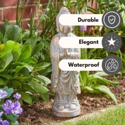 Marco Paul 47cm Praying Buddha Garden Ornament in Stone - thumbnail 5