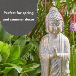 Marco Paul 47cm Praying Buddha Garden Ornament in Stone - thumbnail 7