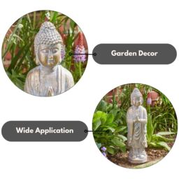 Marco Paul 47cm Praying Buddha Garden Ornament in Stone - thumbnail 6