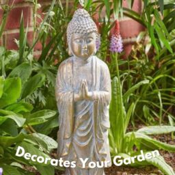 Marco Paul 47cm Praying Buddha Garden Ornament in Stone - thumbnail 8
