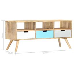 Berkfield Home TV Cabinet 110x35x48 cm Solid Mango Wood - Size: 110 x 35 x 48 cm - thumbnail 6