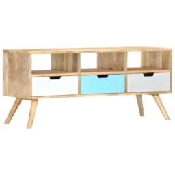 Berkfield Home TV Cabinet 110x35x48 cm Solid Mango Wood - Size: 110 x 35 x 48 cm - thumbnail 2