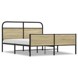 Berkfield Home Metal Bed Frame without Mattress Sonoma Oak 160x200 cm in Brown - thumbnail 2