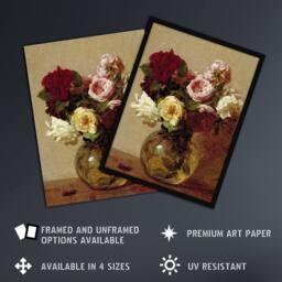 "Artery8 Rose Bouquet in Glass Vase Still Life Latour Wall Art Poster Print - Size: W12"" x H16""" - thumbnail 2
