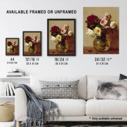 "Artery8 Rose Bouquet in Glass Vase Still Life Latour Wall Art Poster Print - Size: W12"" x H16""" - thumbnail 3
