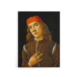 "Artery8 Portrait of a Youth Botticelli Vintage Canvas Wall Art in Black - Size: W18"" x H24""" - thumbnail 1