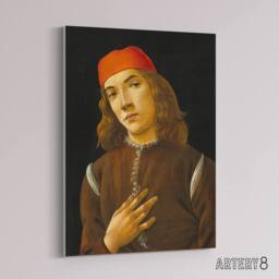 "Artery8 Portrait of a Youth Botticelli Vintage Canvas Wall Art in Black - Size: W18"" x H24""" - thumbnail 2