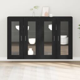 Berkfield Home Wall Mounted Cabinets 2 pcs Black Oak 69, 5x34x90 cm Engineered Wood - Size: 5 x 34 x 90 cm - thumbnail 4
