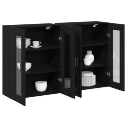 Berkfield Home Wall Mounted Cabinets 2 pcs Black Oak 69, 5x34x90 cm Engineered Wood - Size: 5 x 34 x 90 cm - thumbnail 3