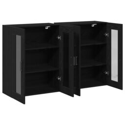 Berkfield Home Wall Mounted Cabinets 2 pcs Black Oak 69, 5x34x90 cm Engineered Wood - Size: 5 x 34 x 90 cm - thumbnail 5