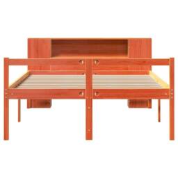 Berkfield Home Bookcase Bed without Mattress Wax Brown 135x190 cm Double Solid Wood - thumbnail 4
