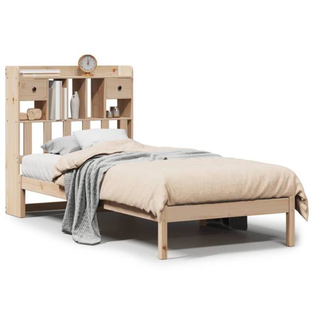 Berkfield Home Bookcase Bed without Mattress 75x190 cm Small Single Solid Wood Pine in Light Brown - image 1