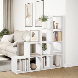 Berkfield Home Room Divider Bookcase 4-Tier White 131.5x29x131.5 cm Engineered Wood - thumbnail 4