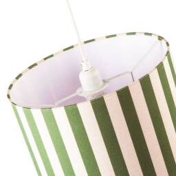 Happy Homewares Garden Olive Green & Oatmeal Linen Striped Shade with Fabric Inner - Size: 12 inches - thumbnail 3