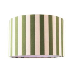 Happy Homewares Garden Olive Green & Oatmeal Linen Striped Shade with Fabric Inner - Size: 12 inches