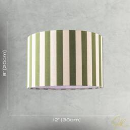 Happy Homewares Garden Olive Green & Oatmeal Linen Striped Shade with Fabric Inner - Size: 12 inches - thumbnail 7