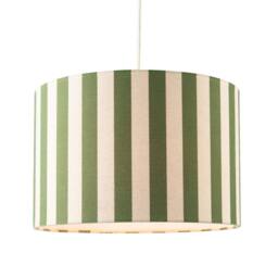 Happy Homewares Garden Olive Green & Oatmeal Linen Striped Shade with Fabric Inner - Size: 12 inches - thumbnail 2