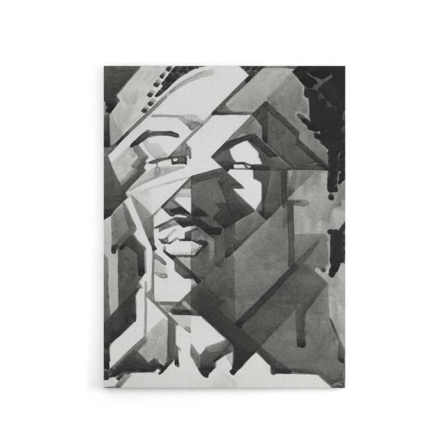 "Artery8 Self Portrait Watercolour Reijer Stolk Canvas Wall Art Print in Grey - Size: W12"" x H16""" - image 1