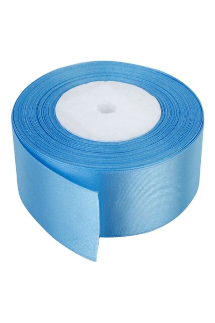 Neel Blue Double Sided Satin Polyester Ribbon Roll, 50mm x 25 Metres in Baby Blue - image 1