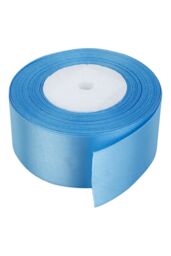 Neel Blue Double Sided Satin Polyester Ribbon Roll, 50mm x 25 Metres in Baby Blue - thumbnail 2