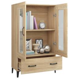 Berkfield Home Highboard Sonoma Oak 70x31x115 cm Engineered Wood in Brown - Size: 70 x 31 x 115 cm - thumbnail 4