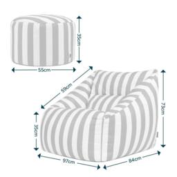 icon Natalia Stripe Soft Woven Kyoto Armchair Bean Bag & Footstool in Cobalt - thumbnail 6