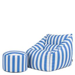 icon Natalia Stripe Soft Woven Kyoto Armchair Bean Bag & Footstool in Cobalt - thumbnail 3