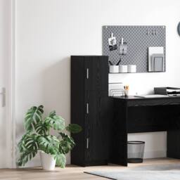 Berkfield Home Black Oak Sideboard Black Oak MDF & Wood Veneer Medium - thumbnail 1