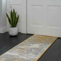 Kukoon Yellow Ochre Grey Distressed Abstract Living Area Rug - Size: 190 cm x 280 cm - thumbnail 5