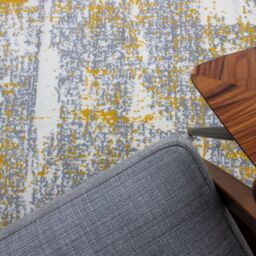 Kukoon Yellow Ochre Grey Distressed Abstract Living Area Rug - Size: 190 cm x 280 cm - thumbnail 3