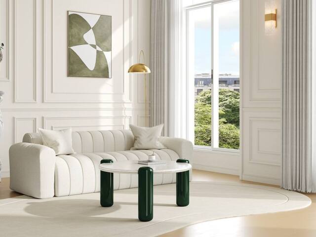 Vente-unique Marble & MDF Coffee Table - Beige & Green - NARODI in White - image 1