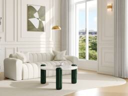 Vente-unique Marble & MDF Coffee Table - Beige & Green - NARODI in White - thumbnail 3