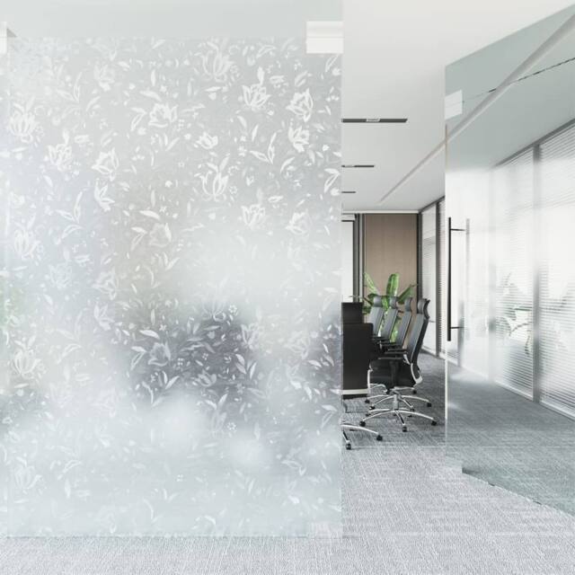 Berkfield Home Decorative Window Film Frosted Flowers Pattern 60x500 cm PVC in White