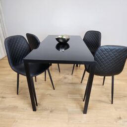 KOSY KOALA Dining Table & 4 Chairs Modern Black Glass Table With 4 Black Chairs Dining Room Furniture in Brown - thumbnail 3