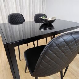 KOSY KOALA Dining Table & 4 Chairs Modern Black Glass Table With 4 Black Chairs Dining Room Furniture in Brown - thumbnail 8