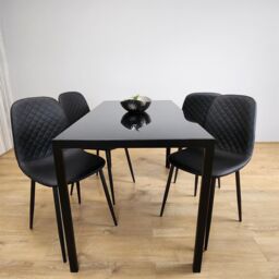 KOSY KOALA Dining Table & 4 Chairs Modern Black Glass Table With 4 Black Chairs Dining Room Furniture in Brown - thumbnail 9